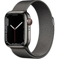 Apple Watch Series 7 45 mm kast van grafiet roestvrij staal met grafiet Milanees bandje [wifi + cellular]