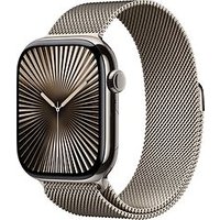 Apple Watch Series 10 46 mm titanium kast naturel op Milanees bandje S/M naturel [Wi-Fi + Cellular]