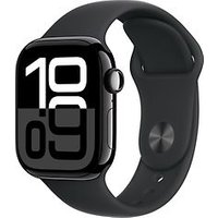 Apple Watch Series 10 42 mm aluminium kast gitzwart op sportbandje M/L zwart [Wi-Fi + Cellular]