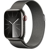 Apple Watch Series 9 41 mm roestvrij stalen kast grafiet op Milanees bandje grafiet [Wi-Fi + Cellular]