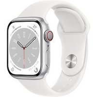 Apple Watch Series 8 41 mm kast van zilverkleurig aluminium op wit sportbandje [Wi-Fi + Cellular]