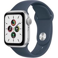 Apple Watch SE 40 mm kast van zilver aluminium met stormblauw sportbandje [wifi]