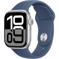 Apple Watch Series 10 42 mm aluminium kast zilver op sportbandje S/M denim [Wi-Fi]