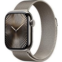 Apple Watch Series 10 42 mm titanium kast naturel op Milanees bandje naturel [Wi-Fi + Cellular]