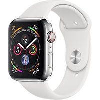 Apple Watch Series 4 44 mm edelstaal zilver met sportarmband [wifi + cellular] wit