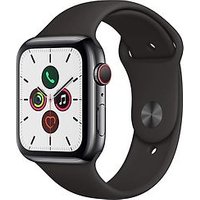 Apple Watch Series 5 44 mm roestvrij stalen kast grafiet op sportbandje zwart [wifi + cellular]