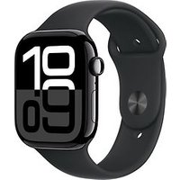 Apple Watch Series 10 46 mm aluminium kast gitzwart op sportbandje S/M zwart [Wi-Fi + Cellular]