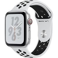 Apple Watch Nike+ Series 4 44 mm aluminium zilver met geweven Nike sportarmband [wifi + cellular] platinumzwart