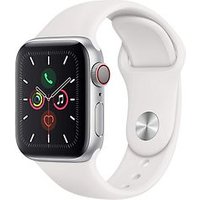 Apple Watch Series 5 40 mm aluminium kast zilver op sportbandje wit [wifi + cellular]