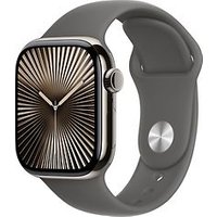 Apple Watch Series 10 42 mm titanium kast naturel op sportbandje S/M rotsgrijs [Wi-Fi + Cellular]