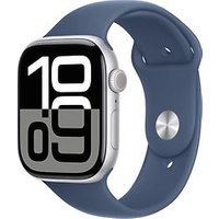 Apple Watch Series 10 46 mm aluminium kast zilver op sportbandje S/M denim [Wi-Fi + Cellular]