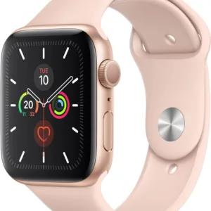 Refurbished Apple Watch Series 5 Aluminum 44mm Rosegoud met Pink Sportband Als nieuw