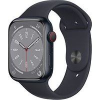 Apple Watch Series 8 45 mm kast van middernacht aluminium op zwart sportbandje [Wi-Fi + Cellular]