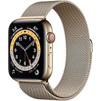 Apple Watch Series 6 44 mm kast van goud roestvrij staal met goud Milanees bandje [wifi + cellular]