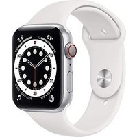 Apple Watch Series 6 44 mm kast van zilver aluminium met wit sportbandje [wifi + cellular]