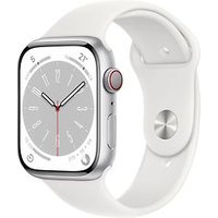 Apple Watch Series 8 45 mm kast van zilverkleurig aluminium op wit sportbandje [Wi-Fi + Cellular]