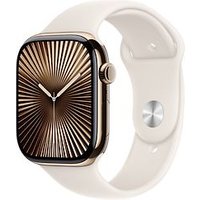 Apple Watch Series 10 46 mm titanium kast goud op sportbandje M/L sterrenlicht [Wi-Fi + Cellular]