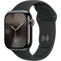 Apple Watch Series 10 42 mm titanium kast leisteen op sportbandje S/M zwart [Wi-Fi + Cellular]