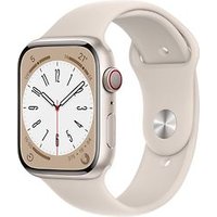 Apple Watch Series 8 45 mm kast van sterrenlicht aluminium op sterrenlicht sportbandje [Wi-Fi + Cellular]